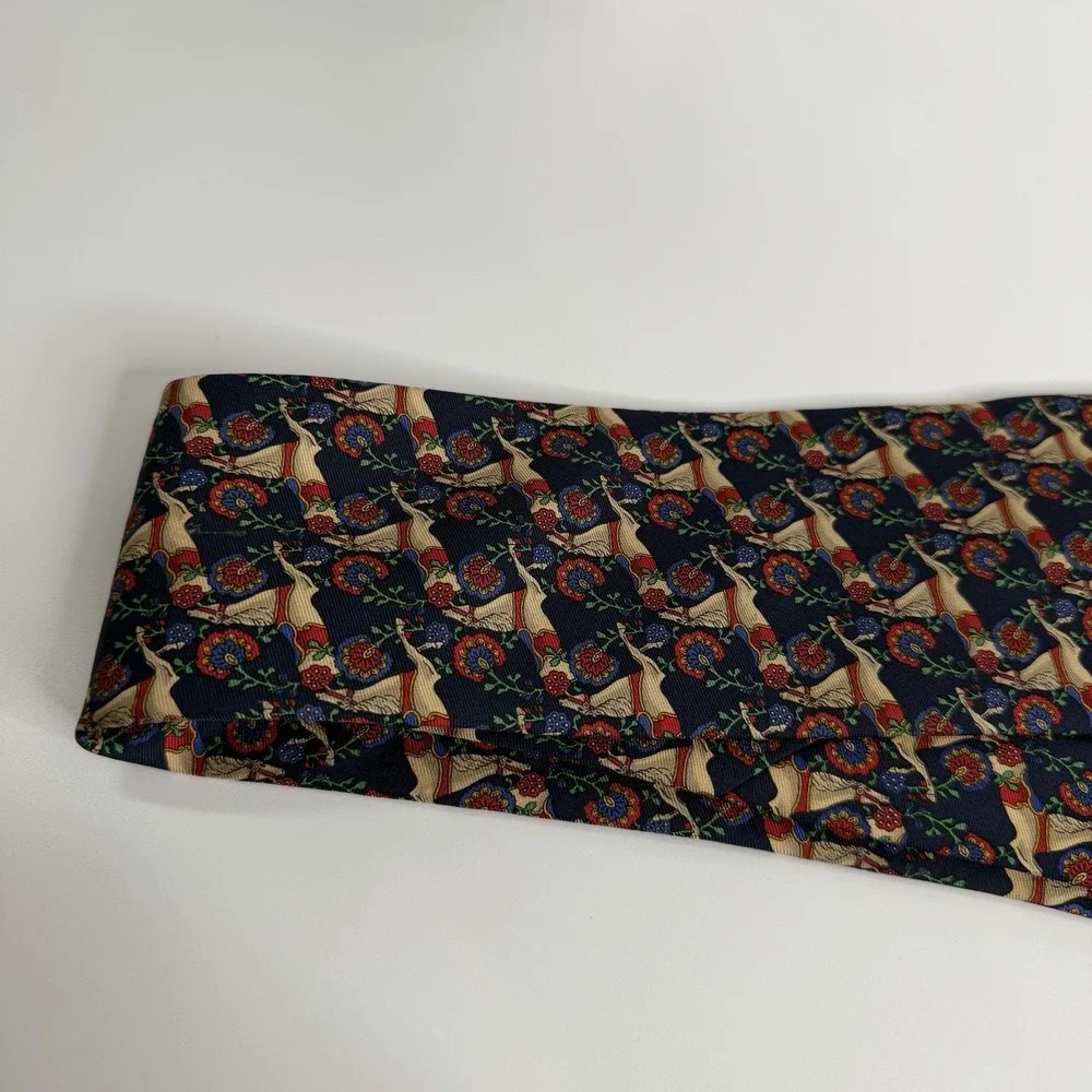 Jos. A. Bank Executive Silk Necktie Navy Red Equestrian Horse Saddle 3 5/8 X 58